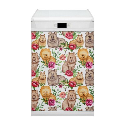 Magnetic dishwasher cover Chow chow dogs