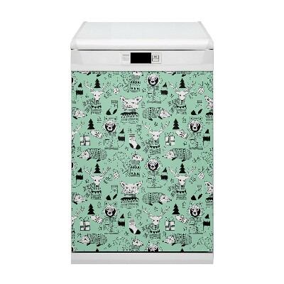 Magnetic dishwasher cover Scandinavian zoo