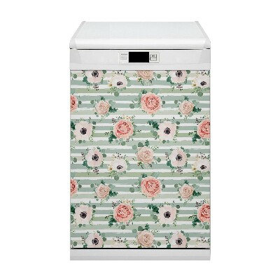 Dishwasher cover magnet Striped roses