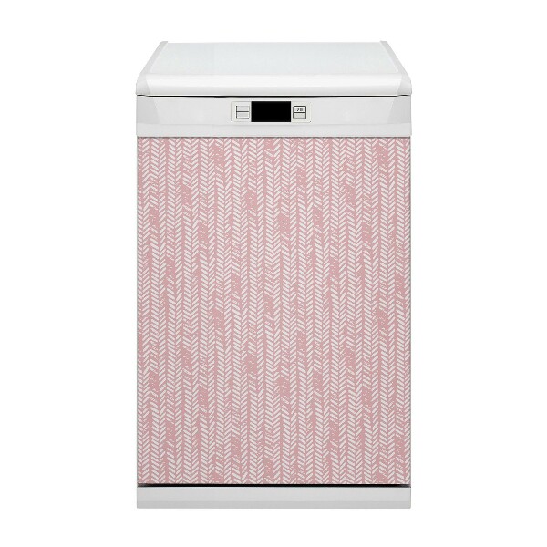 Magnetic dishwasher cover Pink herringbone