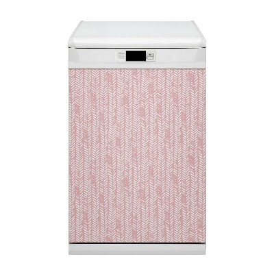 Magnetic dishwasher cover Pink herringbone