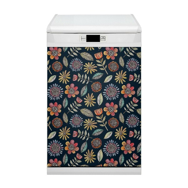 Dishwasher cover magnet Colorful flowers