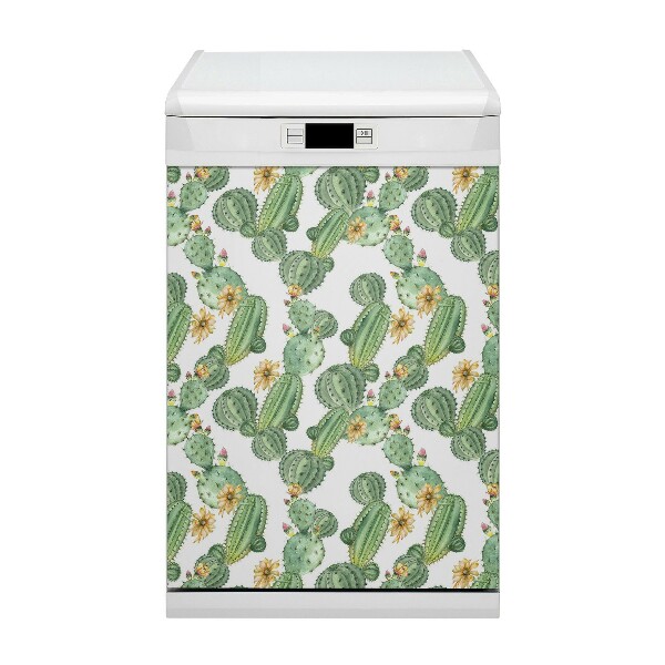 Magnetic dishwasher cover Cacti with flowers