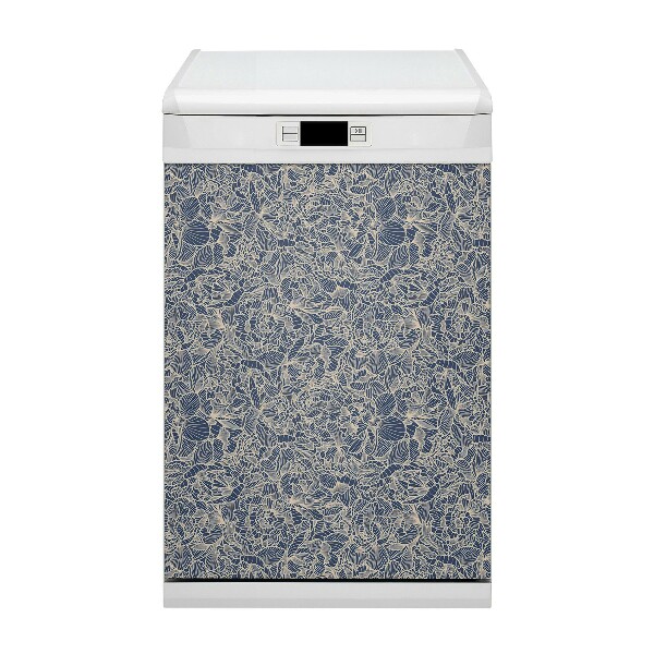 Magnetic dishwasher cover Blue flower