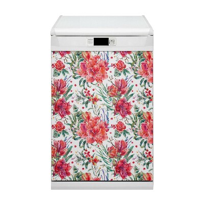 Dishwasher cover Red flowers