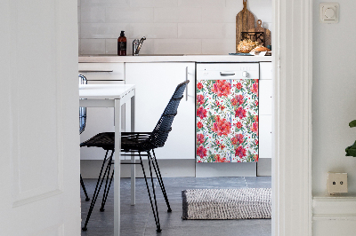 Dishwasher cover Red flowers