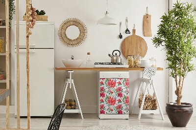 Dishwasher cover Red flowers