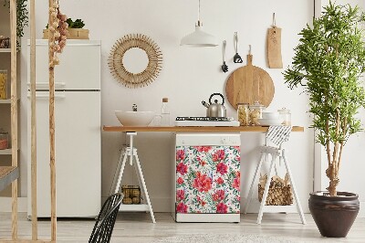 Dishwasher cover Red flowers