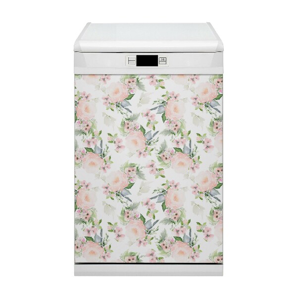 Magnetic dishwasher cover Pastel flowers