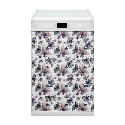 Magnetic dishwasher cover Dark flowers