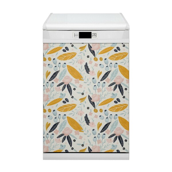 Magnetic dishwasher cover Pastel leaves