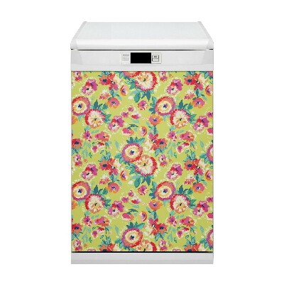 Dishwasher cover magnet Colorful flowers