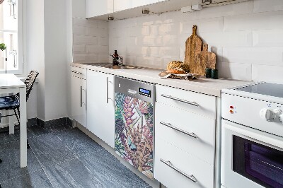 Dishwasher cover Flowers and butterflies