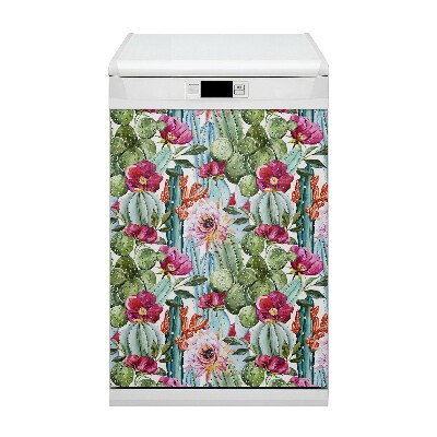 Magnetic dishwasher cover Colorful cacti