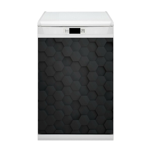 Magnetic dishwasher cover Black pattern Hexagon