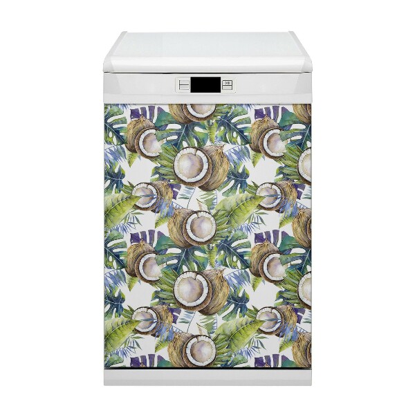 Dishwasher cover magnet Coconuts and leaves