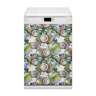 Dishwasher cover magnet Coconuts and leaves