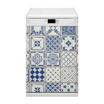 Magnetic dishwasher cover Blue tiles