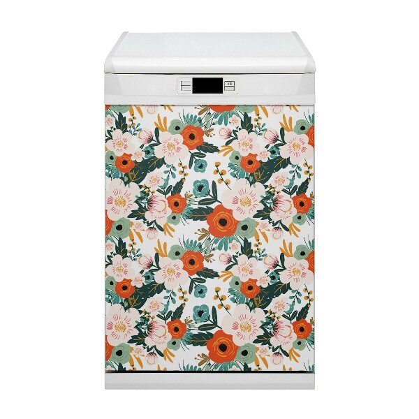 Dishwasher cover magnet Colorful flowers