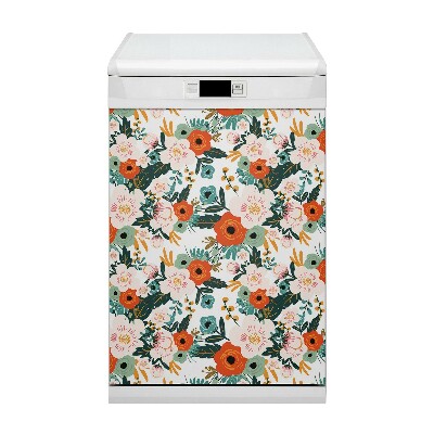 Dishwasher cover magnet Colorful flowers