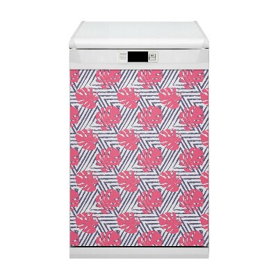 Magnetic dishwasher cover Pink leaves
