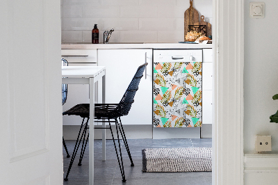 Magnetic dishwasher cover Dots and leaves