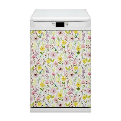 Magnetic dishwasher cover Colorful flowers