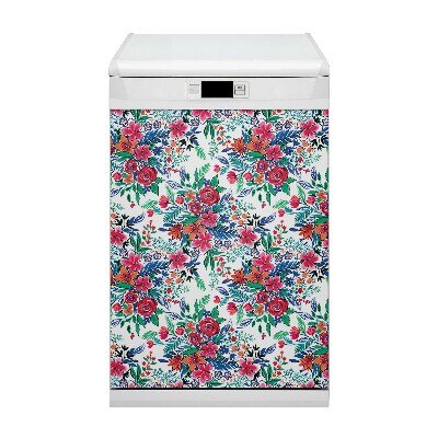 Magnetic dishwasher cover Colorful flowers