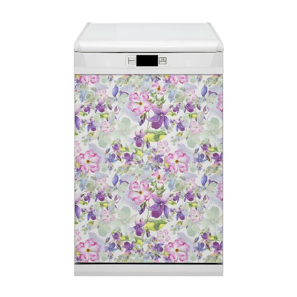 Dishwasher cover magnet Purple flowers