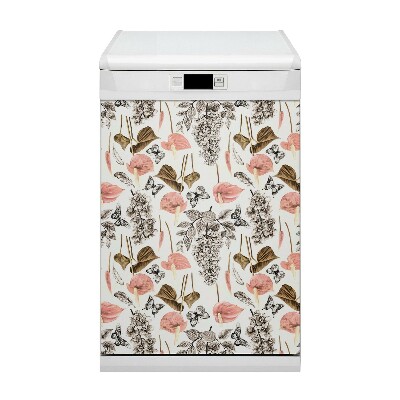 Magnetic dishwasher cover Flowers and butterflies