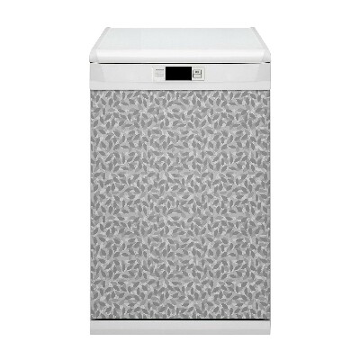 Magnetic dishwasher cover Gray leaves