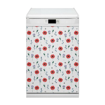 Dishwasher cover magnet Red field of poppies