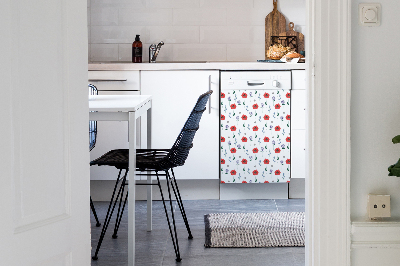 Dishwasher cover magnet Red field of poppies