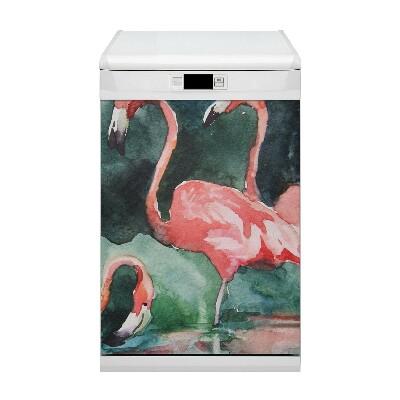 Magnetic dishwasher cover Painted flamingo