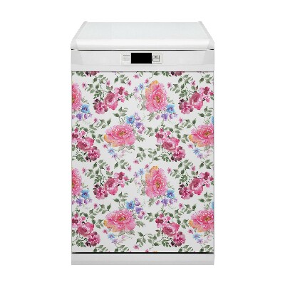 Magnetic dishwasher cover Watercolor roses