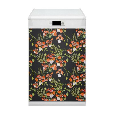 Dishwasher cover Red flowers