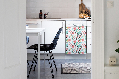 Dishwasher cover magnet Red flowers