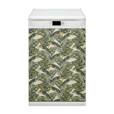 Magnetic dishwasher cover Tropical leaves