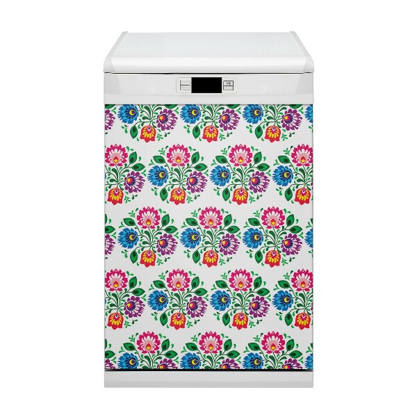 Magnetic dishwasher cover Folk style flowers