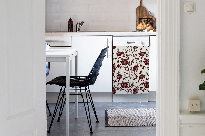 Magnetic dishwasher cover Burgundy flowers