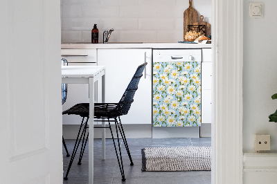 Magnetic dishwasher cover Chamomile flowers