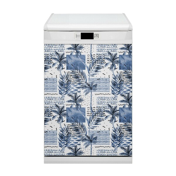 Dishwasher cover magnet Blue palm