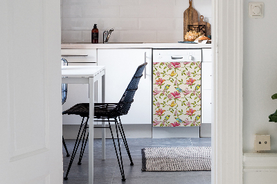 Magnetic dishwasher cover Flowers and birds