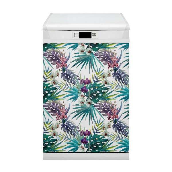 Magnetic dishwasher cover Tropical leaves