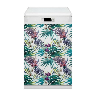 Magnetic dishwasher cover Tropical leaves