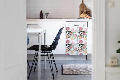 Magnetic dishwasher cover Peonies