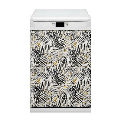 Magnetic dishwasher cover Black leaves