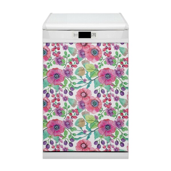 Magnetic dishwasher cover Flowers and berries