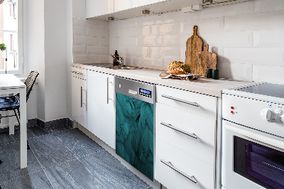 Magnetic dishwasher cover Blue feathers