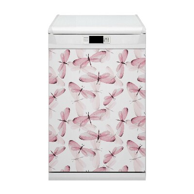 Magnetic dishwasher cover Pink dragonflies